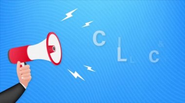 Megafon tıkırtısı ve pankart koleksiyonu. Düz stil. Web Sitesi Hareketi grafik simgesi. Hareket grafikleri .