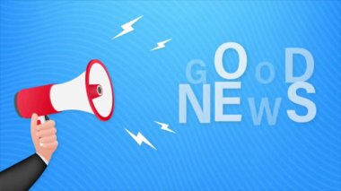 İyi haberli megafon. Megafon bayrağı. Web tasarımı. Hareket grafikleri .