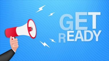 Megafonla hazırlan. Megafon bayrağı. Web tasarımı. Hareket grafikleri .