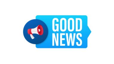 İyi haberli megafon. Megafon bayrağı. Web tasarımı. Hareket grafikleri .