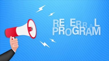 Yönlendirme programlı megafon etiketi. Megafon bayrağı. Web tasarımı. Hareket grafikleri .