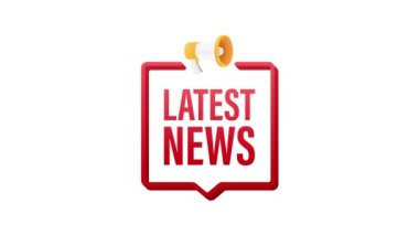 En son haberlerle birlikte megafon etiketi. Megafon bayrağı. Web tasarımı. Hareket grafikleri