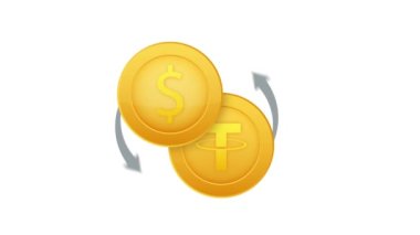 Para değişimi ikonu. Bankacılık ve kripto para birimi işareti. Bağlantı ve Dolar para transfer sembolü. Hareket grafikleri