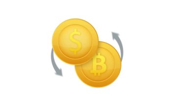Para değişimi ikonu. Bankacılık ve kripto para birimi işareti. Bitcoin ve Dolar Para transferi sembolü. Hareket grafikleri
