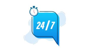 7 / 24 hizmet kavramı. 7 / 24 açık. Servis simgesini destekle. Hareket grafikleri