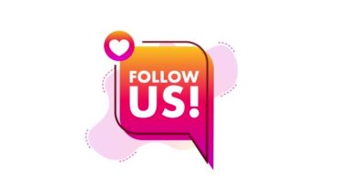 Düğme, beyaz arka planda bizi takip et. Hareket grafikleri