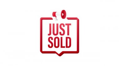 Kırmızı etiket az önce beyaz arka planda satıldı. Hareket grafikleri