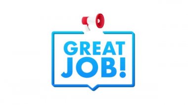 Harika bir işi olan megafon. Megafon bayrağı. Web tasarımı. Hareket grafikleri