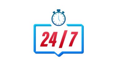 7 / 24 hizmet kavramı. 7 / 24 açık. Servis simgesini destekle. Hareket grafikleri