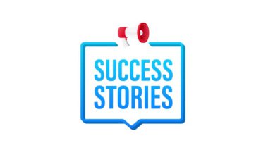 Başarı hikayeli megafon. Megafon bayrağı. Hareket grafikleri