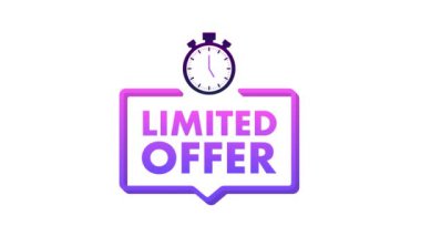 Sınırlı Teklif Etiketleri. Alarm saati geri sayım logosu. Sınırlı süre teklif rozeti. Hareket grafikleri