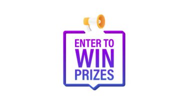 Megafon bayrağı, metin ile iş konsepti... Ödül kazanmak için giriş. Hareket grafikleri