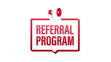 Yönlendirme programlı megafon etiketi. Megafon bayrağı. Web tasarımı. Hareket grafikleri