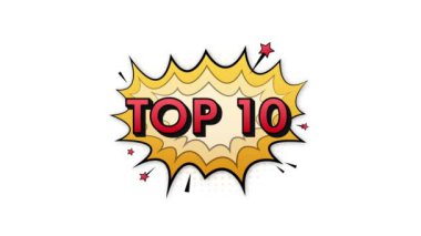 En iyi 10 metni olan komik konuşma baloncukları. Neon kaşıntı ikonu. Sembol, etiket, özel teklif etiketi, reklam rozeti. Hareket grafikleri .