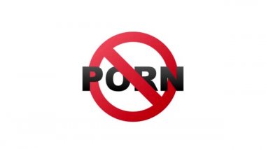 Porno 3D tabelası yok. Kırmızı çizgi simgesi. Çevrimiçi kavram. İnternet teknolojisi. Tasarım elemanı. Hareket grafikleri. Sosyal medya kavramı
