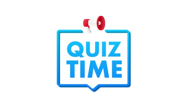 Bannière Mégaphone Isolée Sur Fond Blanc Temps Quiz Graphiques Mouvement — Video