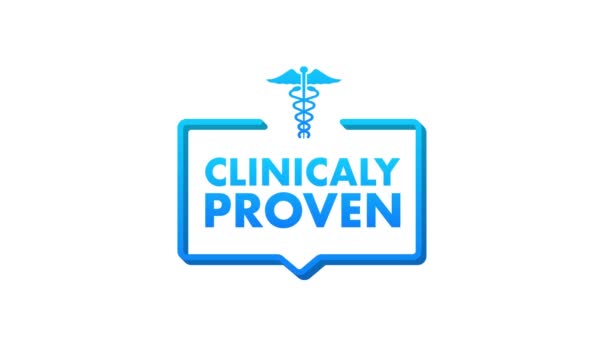Klinisch Bewezen Simpel Modern Embleem Met Klinisch Bewezen Bewegingsgrafiek — Stockvideo