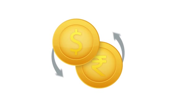 Εικονίδιο Ανταλλαγής Νομισμάτων Τραπεζική Πινακίδα Ρουπία Και Δολάριο Μετρητά Σύμβολο — Αρχείο Βίντεο