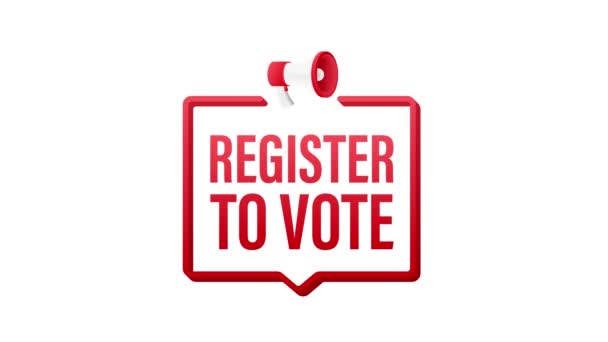 Etiqueta Megáfono Con Registro Para Votar Banner Megáfono Diseño Web — Vídeo de stock
