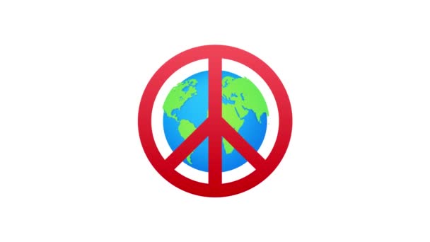 Barış Dünyası Işareti Her Amaç Için Harika Bir Tasarım Düz — Stok video