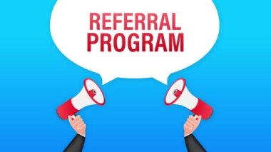 Yönlendirme programlı megafon etiketi. Megafon bayrağı. Web tasarımı. Hareket grafikleri .