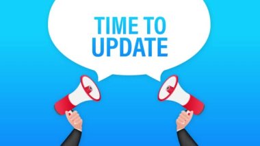 El Tutma Megafonu ve güncelleme zamanı. Megafon bayrağı. Web tasarımı.