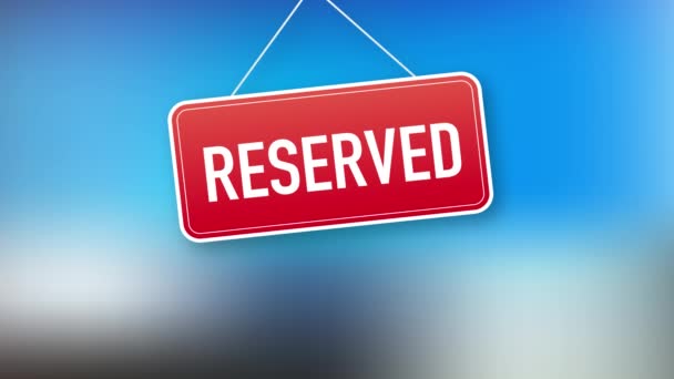 Reserved Door Sign Great Design Any Purposes Motion Graphics Flat — Stock Video