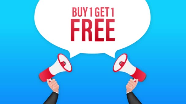 Баннер Мегафона Бизнес Концепция Текстом Buy Get Free Продается Бирка — стоковое видео