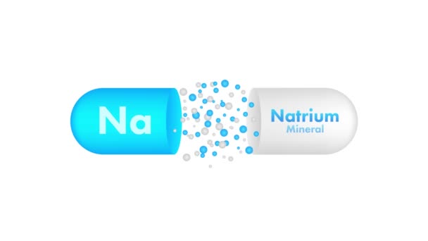 Natrium Blauw Glanzende Pil Capsule Icoon Bewegingsgrafiek — Stockvideo