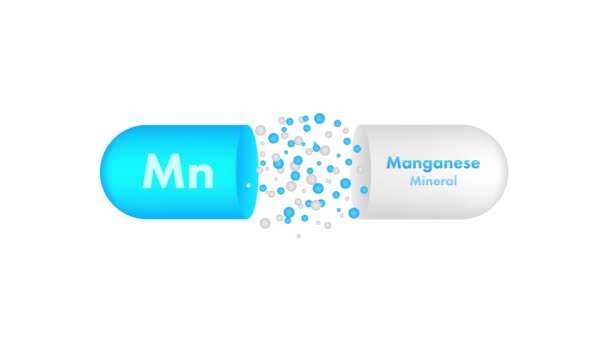 Mineral Para Design Médico Manganum Ícone Pílula Azul Mineral Gráficos — Vídeo de Stock