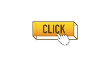 Beyaz arkaplana sarı tıkla. Dijital indirme. Buradan tıklayın Hareket grafikleri web düğmesi