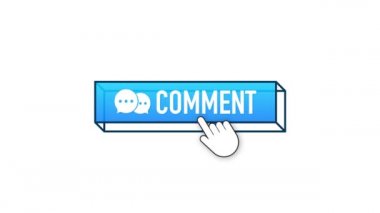 Düz mavi yorum tuşu. Düz Hareket grafikleri. Bilgisayar faresi tıklaması. Navigasyon işaretçisi