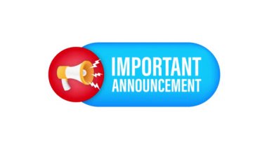 Önemli bir duyurusu olan megafon. Megafon bayrağı. Web tasarımı. Hareket grafikleri .