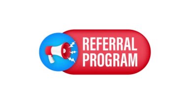 Yönlendirme programlı megafon etiketi. Megafon bayrağı. Web tasarımı. Hareket grafikleri .