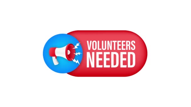 Требуется Мегафон Волонтерами Мегафонный Баннер — стоковое видео