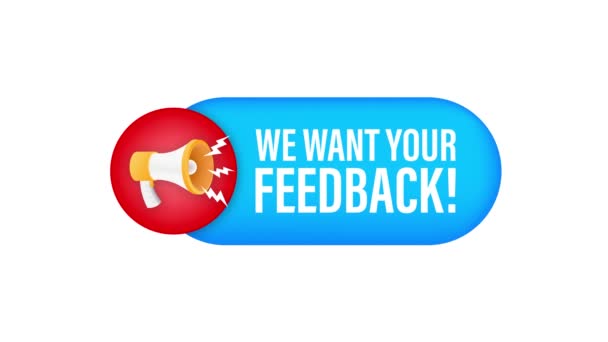 Want Your Feedback Written Speech Bubble Advertising Sign Motion Graphics — Stock Video