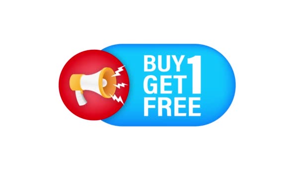 Megafone Banner Conceito Negócio Com Texto Compre Get Free Etiqueta — Vídeo de Stock