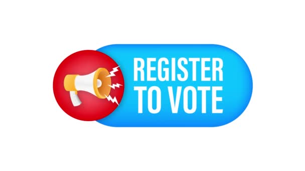 Rótulo Megafone Com Registo Para Votar Banner Megafone Web Design — Vídeo de Stock