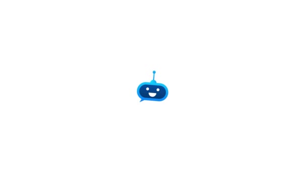 手にかわいい笑顔のロボット モーショングラフィックス現代のフラット漫画のキャラクター 音声サポートサービスボット — ストック動画