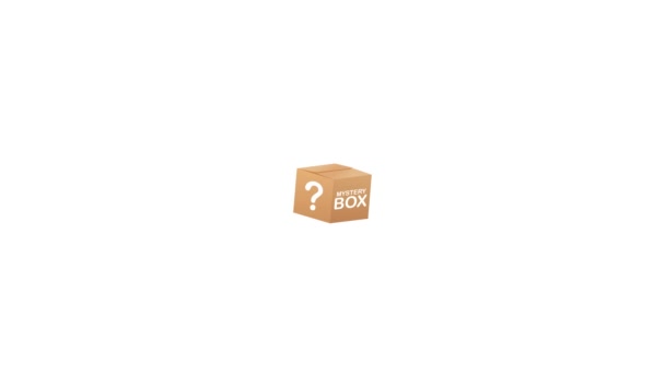 手で謎の箱 コンセプトデザインのためのパッケージ 驚きのプレゼント パッケージデザイン シンボルを参照 質問マークのアイコン モーショングラフィックス — ストック動画