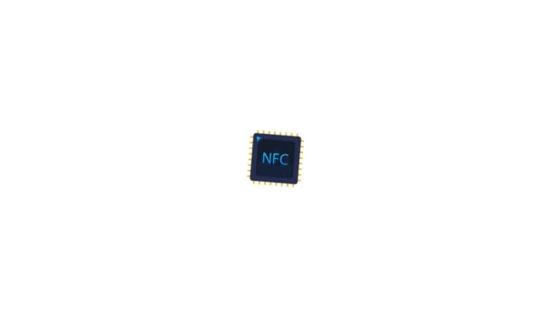 手でNfcプロセッサアイコン Nfcチップ 近くの通信だ モーショングラフィックス — ストック動画