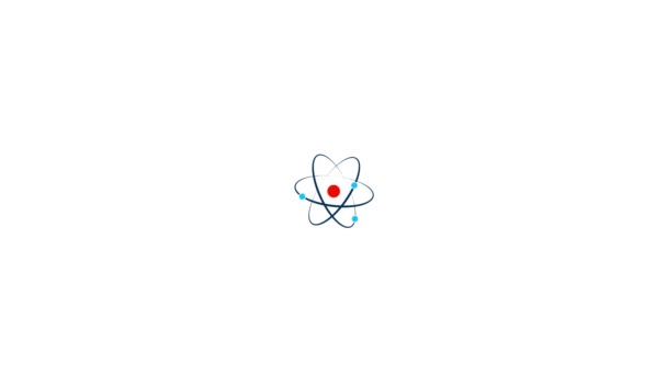 Icona Atomica Sulle Mani Grafica Animata Simboli Atomici Sfondo Bianco — Video Stock