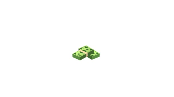 Flat Money Hand Concept Design Hand Holding Green Money Banknotes — Stock Video