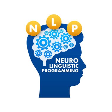 NLP - Nöro dilbilimsel programlama, tıbbi konsept. Vektör stok illüstrasyonu
