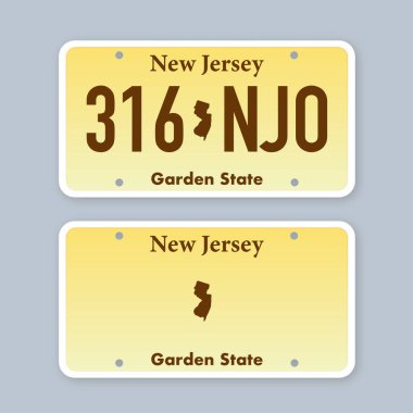 New Jersey 'in plakası. Arabanın plakası. Vektör stok illüstrasyonu