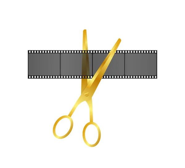 Cutting Film Shot Scissors Film Strip Video Editing Vector Stock — Stock vektor