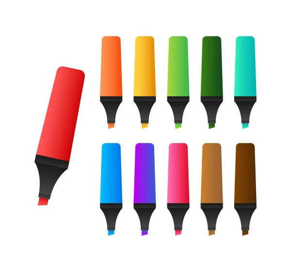 Markierungsset Für Stifte Werkzeuge Für Die Schule Bürobedarf Vektoraktiendarstellung — Stockvektor