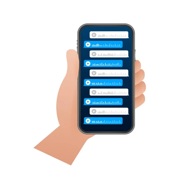 Stimme Audiobotschaft Aufnehmen Sprechblase Messenger Chat Bildschirm Vektoraktiendarstellung — Stockvektor