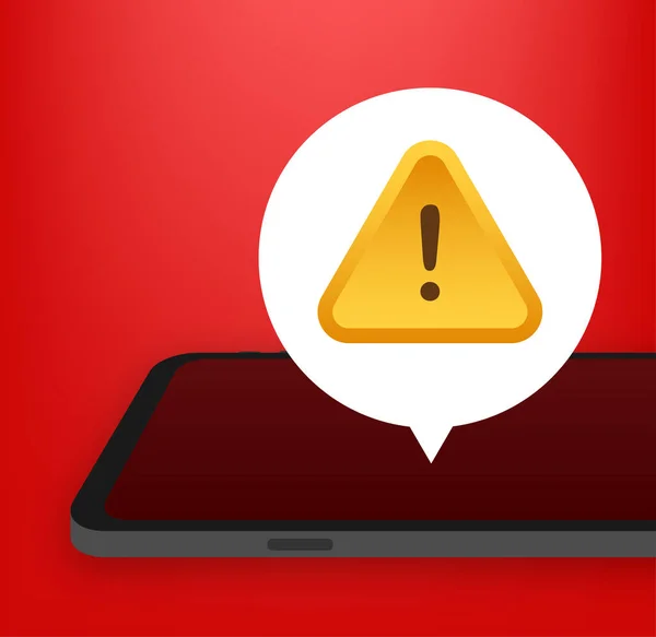 Riasztási Üzenet Mobil Értesítés Veszélyes Hibajelzés Okostelefon Vírusprobléma Vagy Bizonytalan — Stock Vector