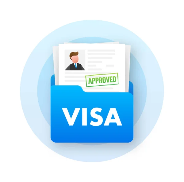 Klemmbrett Mit Visaantrag Reisegenehmigung Einwanderungsvisum Vektoraktiendarstellung — Stockvektor